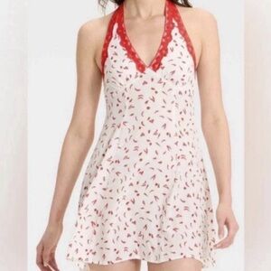 wild fable Red and Cream Halter Backless Mini Dress small new